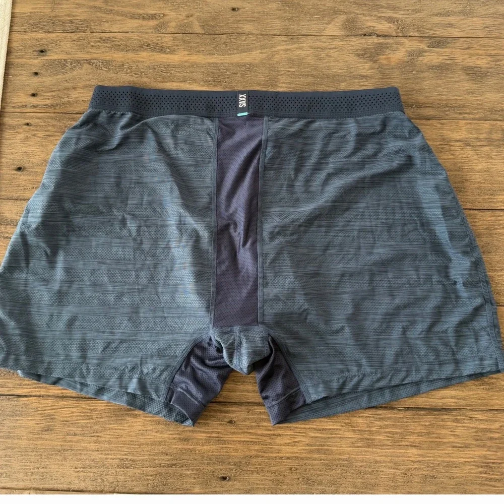 Saxx Mens DropTemp Cooling Mesh Boxer Briefs BallPark Pouch Denim Heather XL NEW